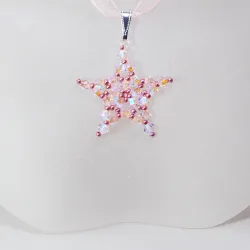 Pendant 30cm - Virgo-Salmon Organza - Pendant 30cm - Laiton argenté